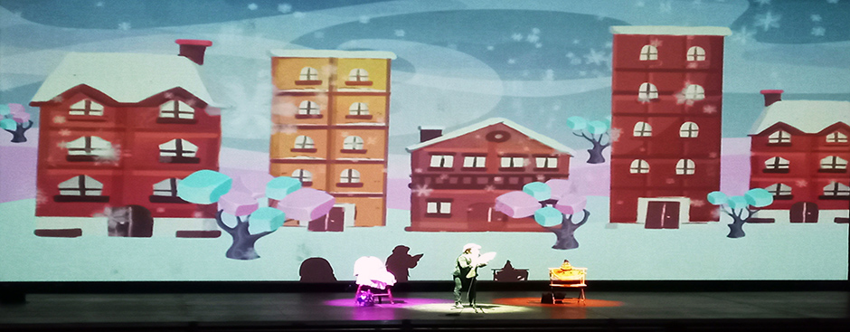 Escenario del videomapping, para evento de Día del Niño
